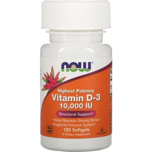 Now Foods, Vitamin D-3 10,000 IU 120 Softgels Structural Support Help Maintain Strong Bones Immune System FREE SHIPPING
