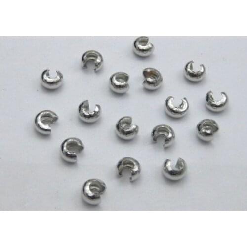 100Pcs Silver Tone Crimp Beads Covers 5mm Jewelry Finding