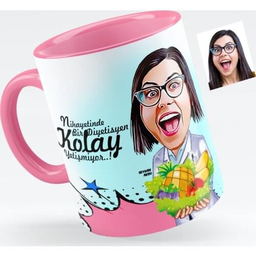 Personalized Women 'S Dietician Caricature Of Pink Mug cup-1