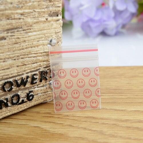 3x4cm 1.2''x1.6'',300pcs/Lot,Printed smile face small clear red line Self Sealing ZipLock Plastic pill packaging bags