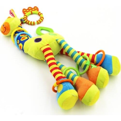 Plush Infant Toys Baby Development Giraffe Animal Handbells Rattles Handle Toys Stroller Hanging Teether Baby Toys 0-12 Months