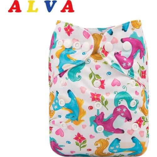 Alvababy 2020 New Printed Reusable Diaper Nappy with 1pc Microfiber Insert