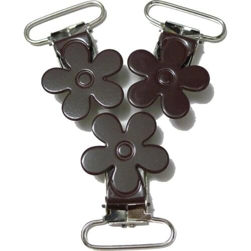 25pcs #05 Brown Color Plum Blossom Flower Suspender Clips