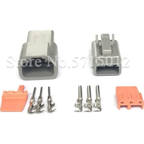 3 Hole Deutsch DTM DTM06-3S/ATM06-3S DTM04-3P/ATM04-3P Wire Connector Gray Waterproof Female Male Auto Socket