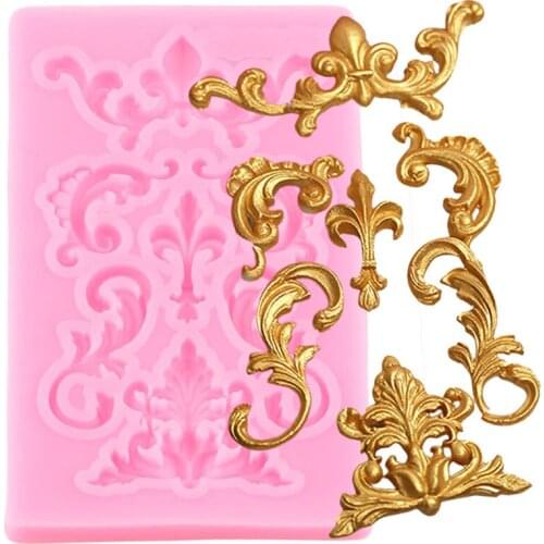 Baroque Scroll Relief Border Silicone Mold Chocolate Moulds Cupcake Fondant Molds Cake Decorating Tools Candy Clay Resin Mould