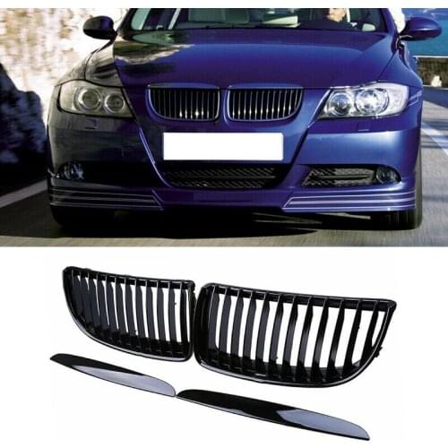 Car Gloss Black Front Bumper Radiator Grilles Grill For-BMW 3 Series E90 E91 2005-2008 51712151895 51712151896