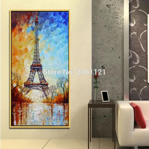 Hand painted Oil Painting On Canvas Tower Eiffel painting Abstract wall Art paris landscape Modern Home decoration picture gift