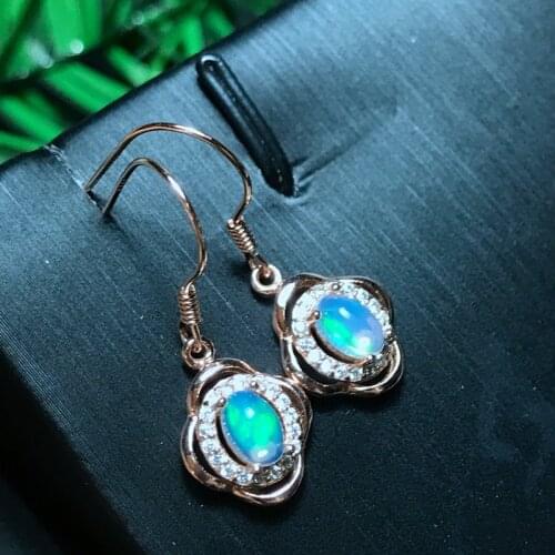 Exquisite earrings 925 silver earrings natural Opal gemstone stud earring silver hook fireworks color girl birthday gift sale
