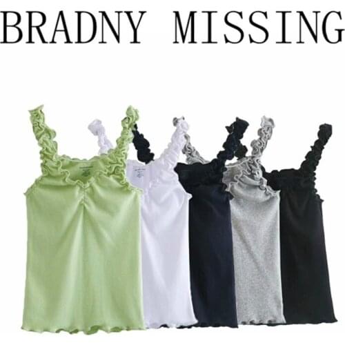 Sweet Women Soft Cotton Square Collar Sling 2021 Summer Fashion Ladies High Street Cute Sling Female Solid Color Fungus Sling