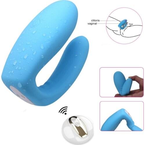 U Shape Vibrators for Woman Dual Vibrating G-Spot Vagina Anal Massager Clitoris Stimulation Remote Vibrator Sex Toys for Couples