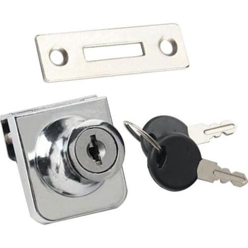Zinc Alloy Lock Glass Display Cabinet Showcase for 5-8mm Glass Door with 2 Keys Glass Window Lock