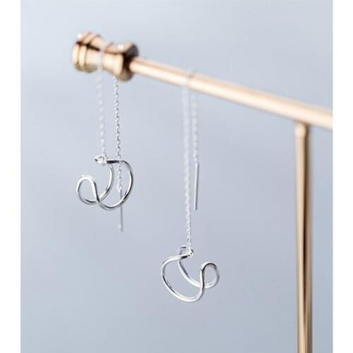 925 Sterling Silver Ear Clip Earrings for Women U Shape Piercing Long Chain Tassel Ear Cuff Earring Ear line Fashion Jewelry