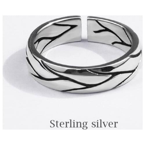 Season Gate 925 Sterling Silver Knitting Simple Fashion Creative Gift For Women Adjustable Size Open Ring SR102
