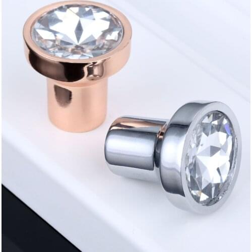 1Pc 27mm Diamond Crystal Glass Knob Furniture Handle Drawer Cabinet Knobs Handles Knobs Door Cupboard Kitchen Pull
