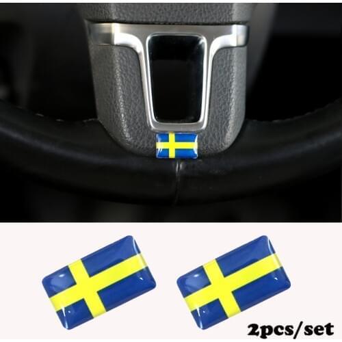 2pcs/set Steering wheel 3D Epoxy Car Styling fit for Volvo V40 V60 S60L S80 XC80 XC90 Shield Flag Car Sticker National Emblem