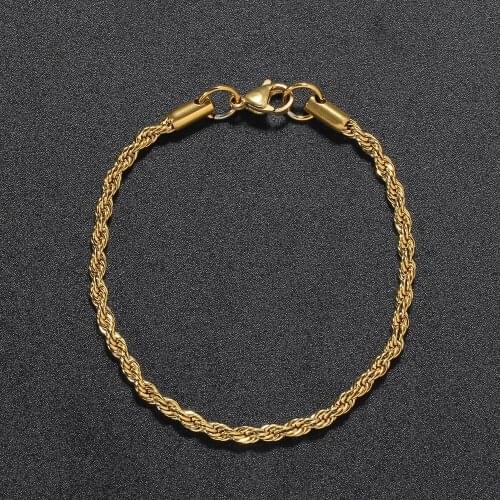 3mm 7inch 8inch Stainless Steel Rope Bracelet for men women SB001