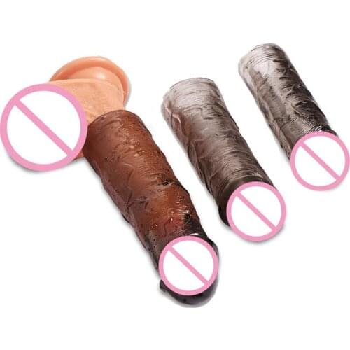 3Pcs Realistic Silicone Penis Enlargement Sleeve Transparent Cock Enlarger Dick Extender Extension Condom Sex Toys for Men Male