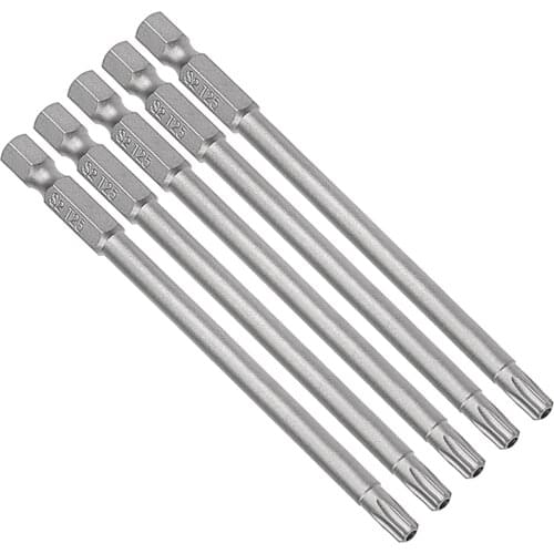 Uxcell 5 Pcs 1/4" Hex Shank T25 Magnetic Security Torx Screwdriver Bits 100mm Length