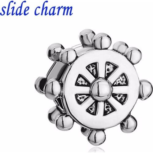 Slide charm Free shipping The new sailing enthusiasts helm charm beads fit Pandora bracelet