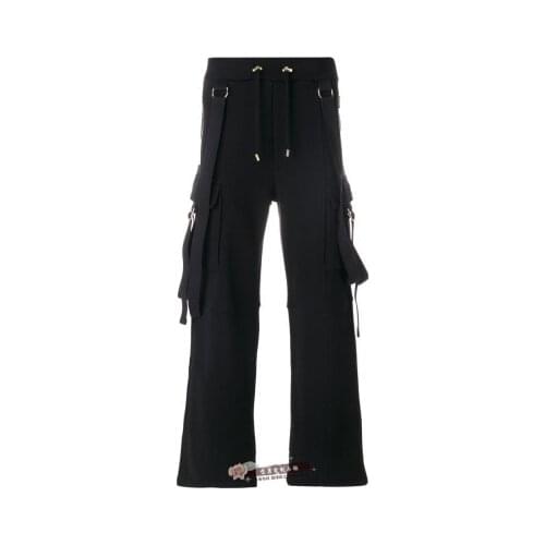 The New Korean version of young mens bell bottoms dark hair stylist nightclub singer personality wide leg pants loose spring
