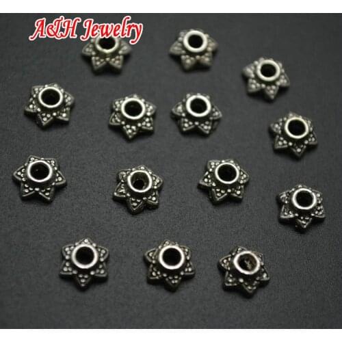 Ancient Silver Color 8mm Alloy Receptacle Beads DIY Findings For Jewelry Making Materials 100pc/lot