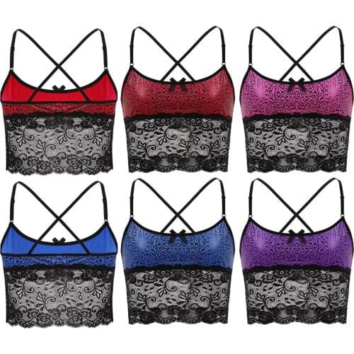 Men Sissy Lingerie Black Lace Splice Leopard Printed Bra Top Vest Camisole Erotic Tanks Tops Nightwear Male Gay Sexy Underwear