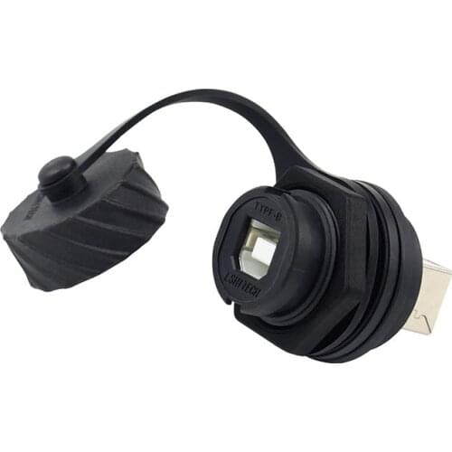 USB Type B Female Socket Plug Panel Mount Adapter M20 USB 2.0 5Pin Waterproof Connector IP67 Extension Cord Extender With Cap