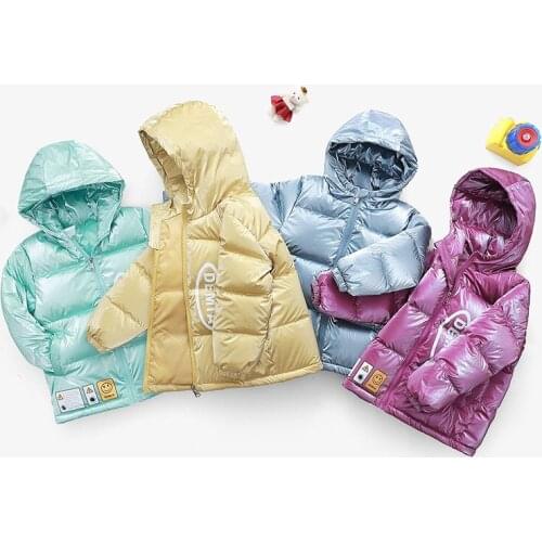 Fashion Shiny Kids Jacket for Boy Girl Thicken Winter White Duck Down jacket Children Coat Warm Children Outfits Kids Clothing