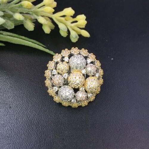 Lanyika Fashion Jewelry Exquisite Spherical Brooch Pin design for Woman Engagement Wedding Micro Paved Zircon Popular Gifts
