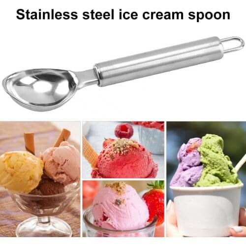 Stainless Steel Ice Cream Scoop Icecream Spoon Scooper with Round Handle Kitchen Tool