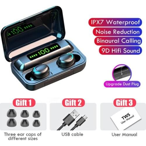 TWS Bluetooth Earphone V5.0 9D Stereo Wireless Headphones Sport Waterproof Earphones Mini True Earbuds Headsets for cellphone