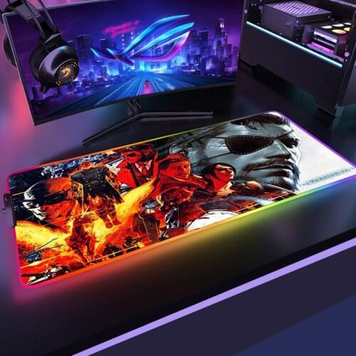 Metal Gear Solid Pc Gamer Desk Pad Mouse Mats Xxl RGB Mousepad Gaming Non-slip Mat Mause Ped LED Mice Keyboards Computer Office