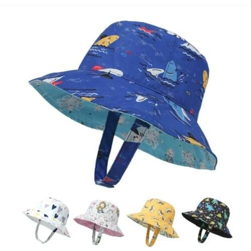 2021 New Spring Summer Baby Bucket Hat UV Protection Children Boys Girls Cap Lovely Cartoon Outdoor Kids Sun Hat