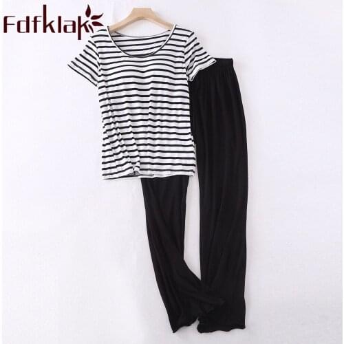 Fdfklak Pink/Gray Styles Pajama Sets Women Summer Korean Style Ladies Modal Home Service Casual Two-piece Suit Female