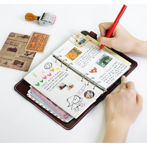 Macaron portable leather notebook,Portable business multi function notepad,Cute agenda planner organizer/ travel notebook A6