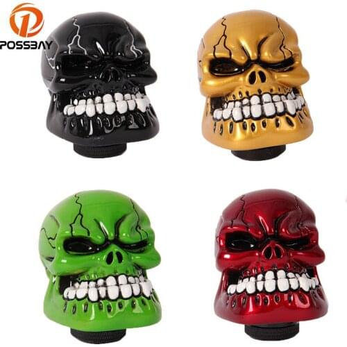 POSSBAY Car Gear Shift Knob Skull Shifter Lever Knob Interior Accessories Green/Black/Red/Gold/Silver Car Handbrake Grip