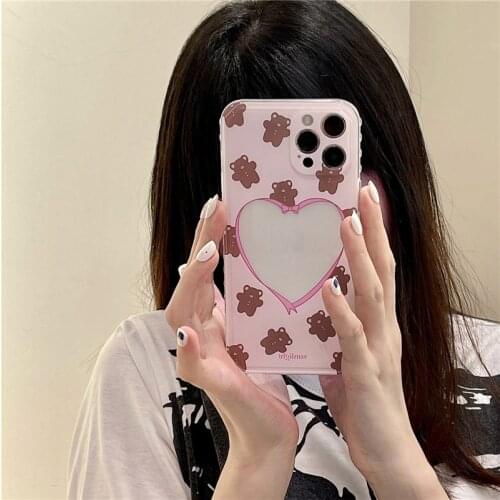 Cute Bear DIY Photo Paper Clear Phone Case For iphone 11 Pro Max 12 XR XS Max SE20 X 7 8Plus Cartoon Animal Soft TPU Cover Coque