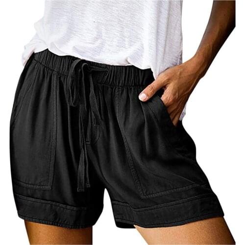 Women Shorts Comfy Drawstring Splice Casual Elastic Waist Pocketed Loose Short Feminino Pantalon Mujer Corto Women Clothing