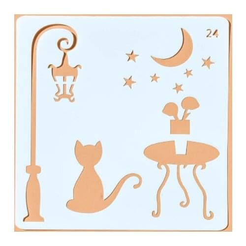 13*13 Cat Layering Stencils for Diy scrapbook/photo album Decorative Embossing coloring,painting stencil,home decor