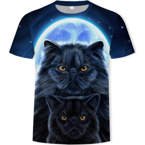 Yin&Yang Cat 3D t shirt Men tshirt Summer Tees Casual T-Shirt Short Sleeve Tops AnimalPrint Streetwear DropShip 2019