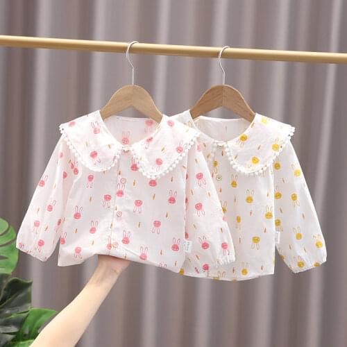 IENENS Girls Blouses Clothes Baby Spring Lace Shirts Toddler Infant Plaid Tees Tops 1 2 3 4 Years Kids Cotton Shirt