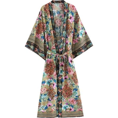 Boho Chic Loose Oversize Women Sashes Batwing Sleeve Peacock Print Long Maxi Hippie Vestdiso Women Dresses