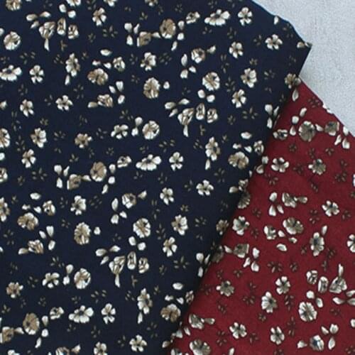 100% Plain Cotton Poplin Wine Red Navy Blue Flower Printed Cotton Poplin Fabric 50x145cm Floral Fabric Patchwork