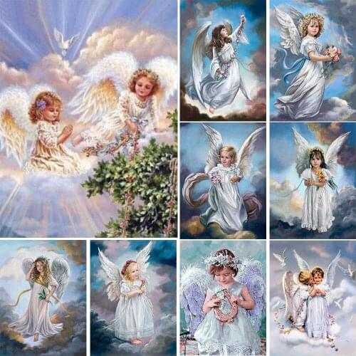 5D DIY Diamond Painting Angel Wing Characteristic Character Angel Baby Brand New Inlaid Rhinestone Bedroom Decoration Painting