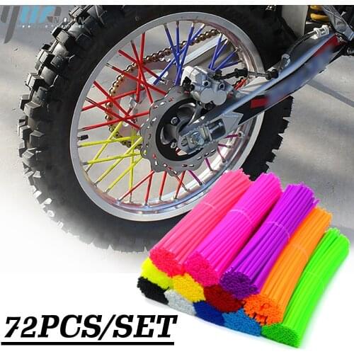 72pcs Dirt Bike Wheel Spoke Protector Colorful Motocross Rims Skins Covers Off Road Bike Guard Wraps Kit Motorcycle Bike Guard