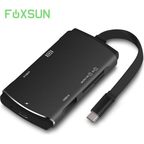 Aluminum USB C Hub 7 in 1 USB 3.0 Type-C Adapter with Type C Charging Port, 4K HDMI, 2 USB 3.0 Ports, SD/Micro Card Reader