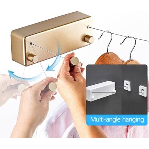 Clothesline Indoor Shrinkable Clothes Drying Artifact Cool Clothes Invisible Retractable Clothes Hanger Wire Balcony Rop
