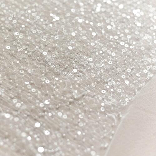 Bugles and sequinces beaded tulle fabrics bridal dresses lace fabric heavy beaded lace