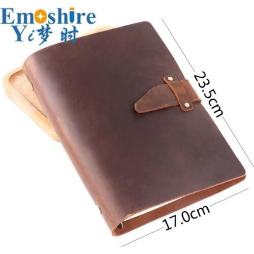 A5 Leather Retro Loose-leaf Notebook Diary Office Business Simple Notepad Crazy Horse Leather Hand Note Book Customization N155