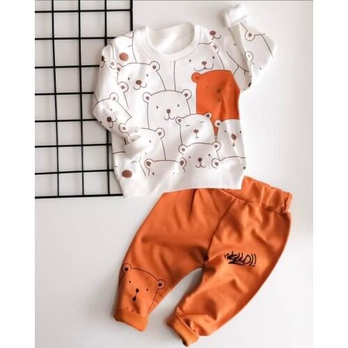 Hello Bears Pattern Baby Bottom Top Suit